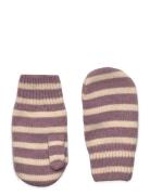 Mp Denmark Bergen Striped Mittens Lila