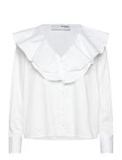 Selected Femme Slfisobel Ls Ruffled Shirt B Vit