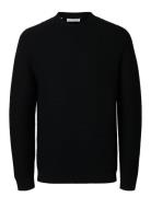 Selected Homme Slhtion Ls Knit Structure Mock Neck Svart