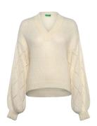 United Colors Of Benetton V Neck Sweater L/S Kräm