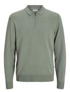 Jack & J S Jjeemil Knit Polo Half Zip Ls Noos Grön