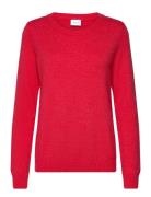 Vila Viril O-Neck L/S Knit Top - Noos Röd