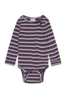 Petit Piao Body L/S Modal Multi Striped Marinblå