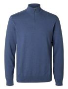 Selected Homme Slhberg Half Zip Cardigan Noos Blå