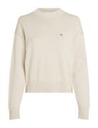 Calvin Klein Jeans Monogram Embro Crewneck Sweater Kräm