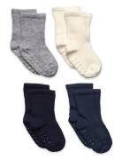 Lindex Sock 4P Rib Solid Vit