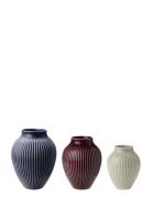 Knabstrup Keramik Knabstrup Mini Vase 3 Stk Ripple Berry, Sand, Dark B...