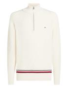 Tommy Hilfiger Structure Global Stripe Zip Mock Kräm