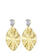 Bud To Rose Leaf Crystal Earring Clear/Gold Guld