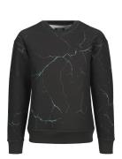 Jack & J S Jjkey Sporty Loose Aop Sweat Crew Ln Jnr Svart