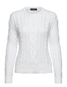 Lauren Ralph Lauren Aran-Knit Cotton-Blend Crewneck Sweater Vit