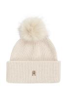 Tommy Hilfiger Elevated Chic Beanie W/Pompom Kräm