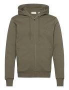 GANT Reg Tonal Shield Full Zip Hoodie Khaki Green