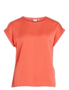 Vila Viellette S/S Satin Top - Noos Orange