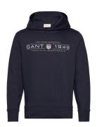 GANT Graphic Hoodie Marinblå