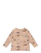 En Fant T-Shirt Ls Aop Beige