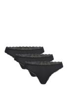 Lindex Brief 3 P Em Lace Thong Reg Co Svart