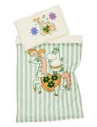 Arabia Moomin Bedset 85X125 Circus Striped Gots Grön