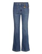 Lauren Ralph Lauren Chain-Trim High-Rise Flare Jean Blå