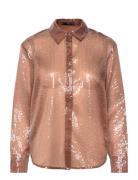 Mango Semi-Transparent Sequined Shirt Brun