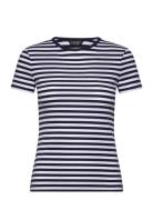 Lauren Ralph Lauren Striped Stretch Cotton Crewneck Tee Marinblå