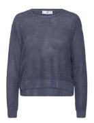 Mango Crewneck Lurex Sweater Marinblå