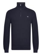 GANT Cotton Micro Textured Half Zip Marinblå