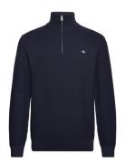 GANT Cotton Textured Half Zip Marinblå