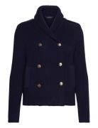 Lauren Ralph Lauren Rib-Knit Double-Breasted Sweater Jacket Marinblå