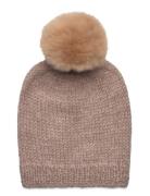 Huttelihut Hat Wool Knit Alpaca Pompom Beige