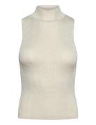 Mango Perkins-Neck Lurex Knitted Top Silver