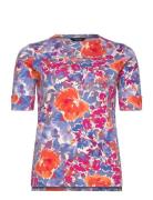 Lauren Women Floral Stretch Cotton Boatneck Tee Multi/patterned