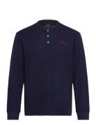 Polo Ralph Lauren Underwear Waffle-Knit Henley Sleep Shirt Marinblå