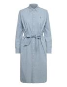 Polo Ralph Lauren Cotton Chambray Belted Shirtdress Blå