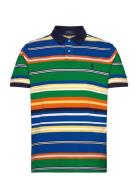 Polo Ralph Lauren Custom Slim Fit Striped Mesh Polo Shirt Marinblå