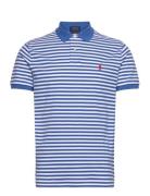 Polo Ralph Lauren Custom Slim Fit Striped Mesh Polo Shirt Blå