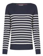 Tommy Hilfiger Co Jersey Stitch Ls Boat-Nk Swt Marinblå