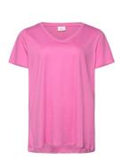 ONLY Carmakoma Carbonnie Life S/S V A-Shape Tee Noos Rosa