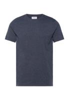 Lindbergh Mouliné O-Neck Tee S/S Marinblå