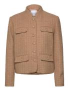 Mango Tweed Jacket With Striped Collar Brun