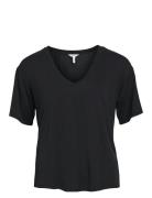 Object Objannie Re S/S V-Neck Top Noos Svart