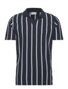 Lindbergh Striped Piqué Polo Shirt S/S Marinblå