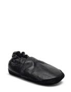 Melton Solid Leather Slippers Svart