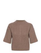 Davida Cashmere Cable Short Sleeve Sweater Brun