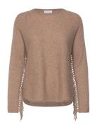 Davida Cashmere Curved Sweater Fringes Brun