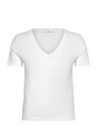 Mango V-Neck Cotton T-Shirt Vit