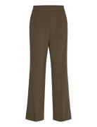 Mango Straight Mid-Rise Trousers Khaki Green