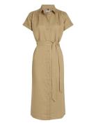 Tommy Hilfiger Ess Linen S/S Midi Shirt Dress Beige