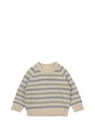 Petit Piao O-Neck Pin Knit Sweater Beige