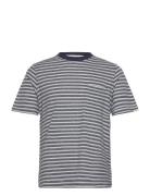 Anerkjendt Akkikki Cot/Linen Stripe Tee Marinblå